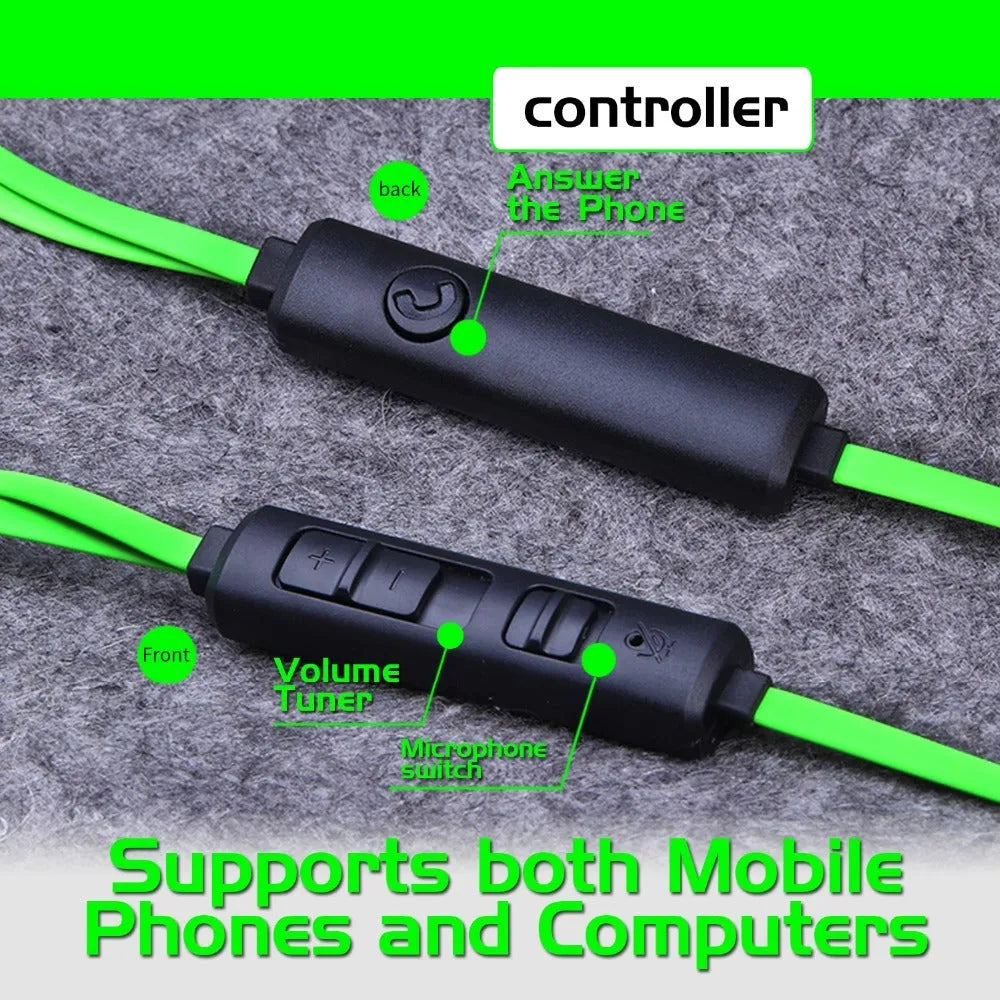 Shuangmai wired computer gaming headset in black, green, or red colours with 1.5 cm cable