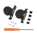 Black ABS plastic bicycle tracking locator bracket with anti-theft bolts and mounting hardware