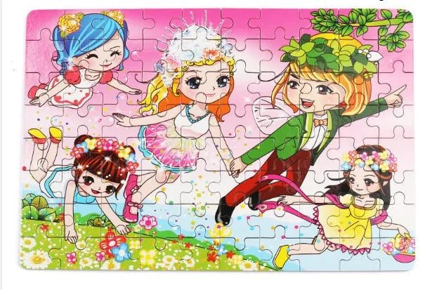 80 piece wooden animal puzzle educational toy set for children in a metal storage box