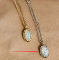 S925 sterling silver oval pendant necklace with jelly opal gemstone in gold or white gold plating