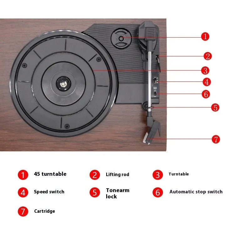 Record player phonograph 300x250x100mm requiring external amplifier for tablet phone vinyl playback