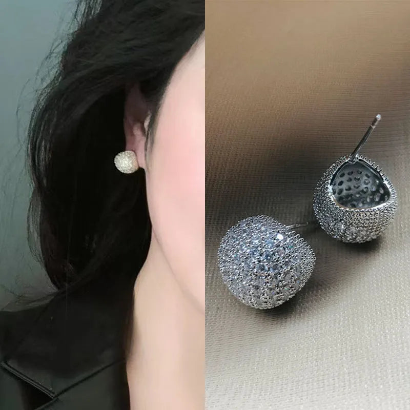 Gold and white geometric drop earrings with full diamond flashing and little golden beans design
