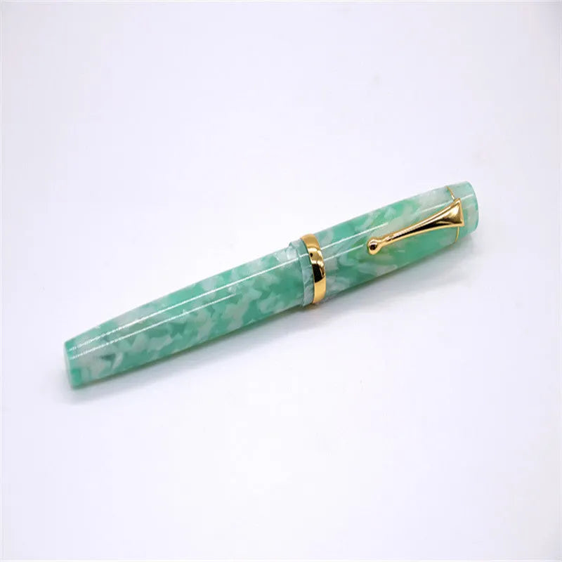 Acrylic fountain pen with smooth writing tip, available in multiple colour options including black, blue, green, light green, pink, and red.