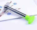 Stainless steel pineapple corer slicer with coloured ABS handle on a kitchen counter.