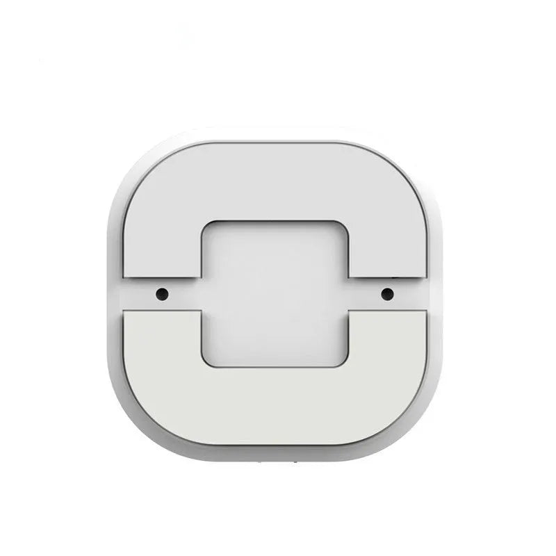 White wireless smoke detector with 433MHz transmission, 9V battery power, and over 80dB alarm.