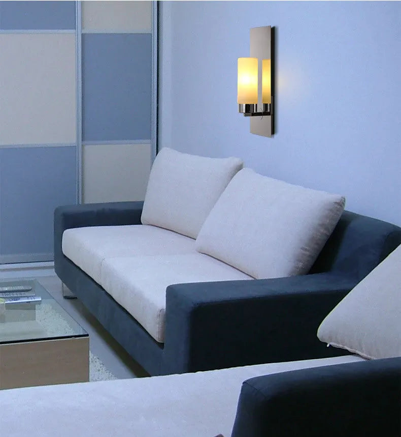 Modern minimalist glass petal wall lamp with button switch, 230mm, for bedside use