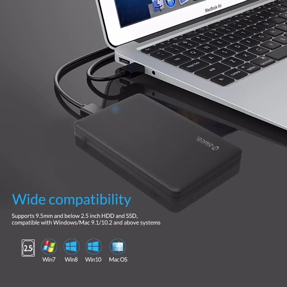 ORICO 2577U3 Black 2.5 inch SATA hard drive enclosure with USB 3.0 interface