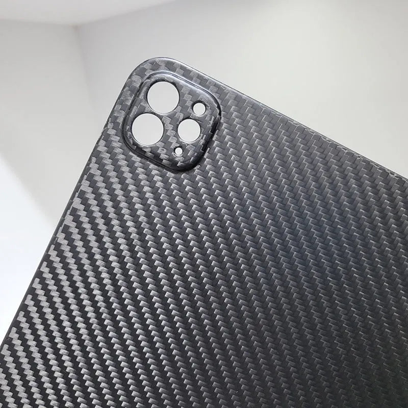 Carbon fibre hard protective cover for Apple iPad Pro 11-inch in matte and forged finish options.