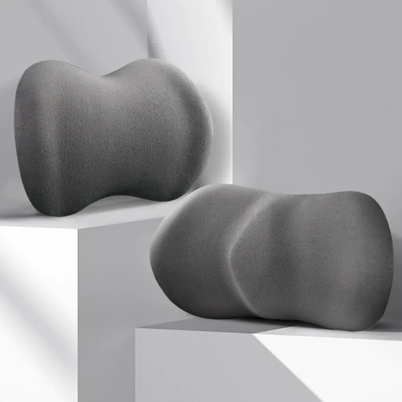Car seat headrest pillow and lumbar support pillow set in multiple colour options for summer driving comfort