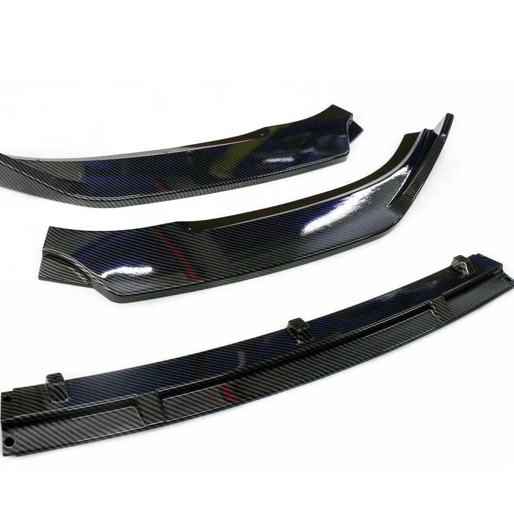 Unksera three-section front shovel style rear car spoiler retrofit kit in carbon braze pattern finish