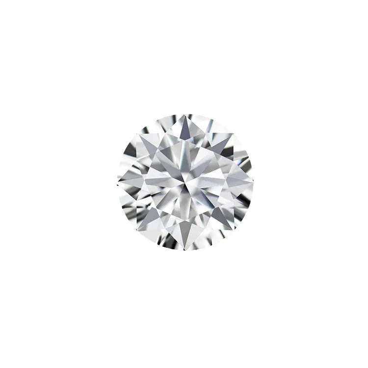 Round moissanite gem stone with eight hearts and eight arrows cut, showing polished surface