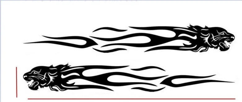 Pair of black reflective leopard pattern car stickers on a vehicle panel