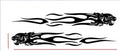 Pair of black reflective leopard pattern car stickers on a vehicle panel