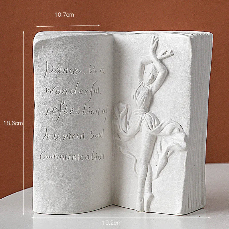 Ceramic book stand with glazed finish in modern simple design supporting books on desk