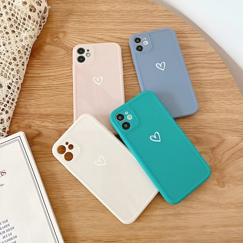 Couples Love solid colour TPU phone case for iPhone 14, 13, 12, 11, XS Max in Grey