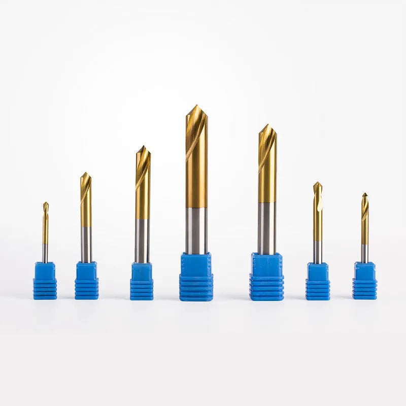 Cobalt HSS spot drill with titanium coating, straight shank, sizes 3-20 and M3-M20x90