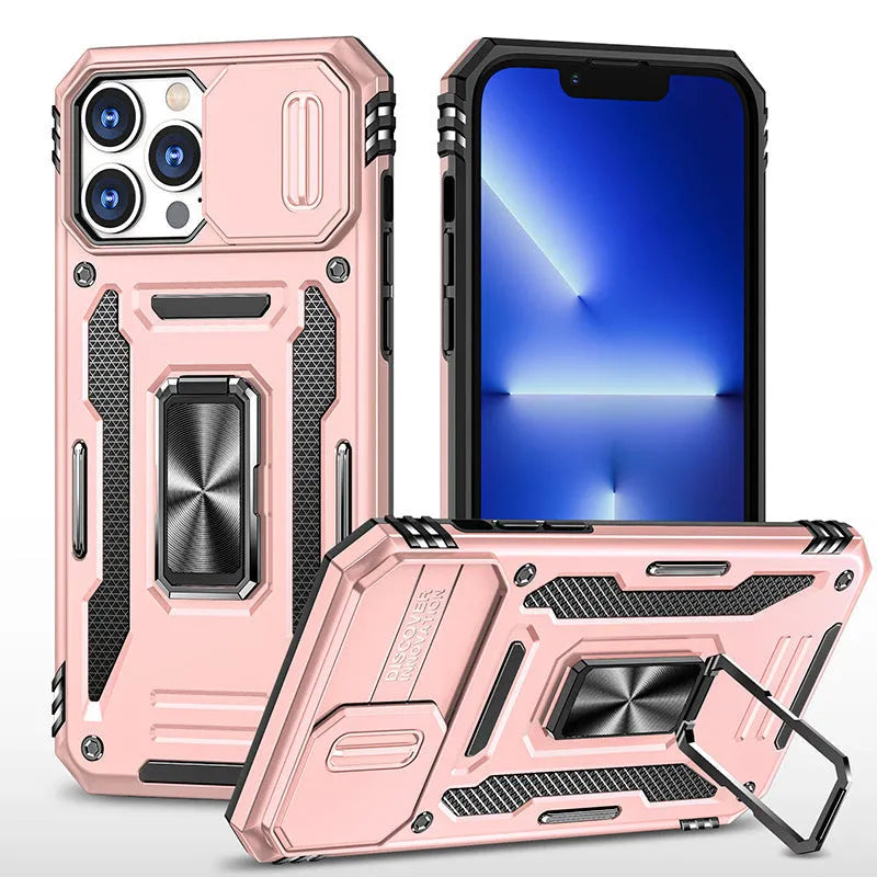 Bracket magnetic suction phone case for iPhone 14 Pro Max, TPU+PC, navy colour