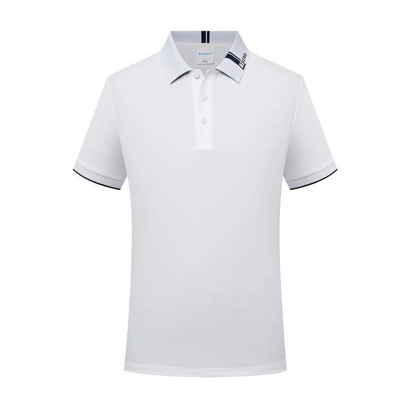 Breathable cotton blend short sleeve lapel polo shirt in light purple with fashion letter print