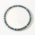 Hand-woven cylindrical bracelet made from natural semi-precious stones in a Bohemian style.