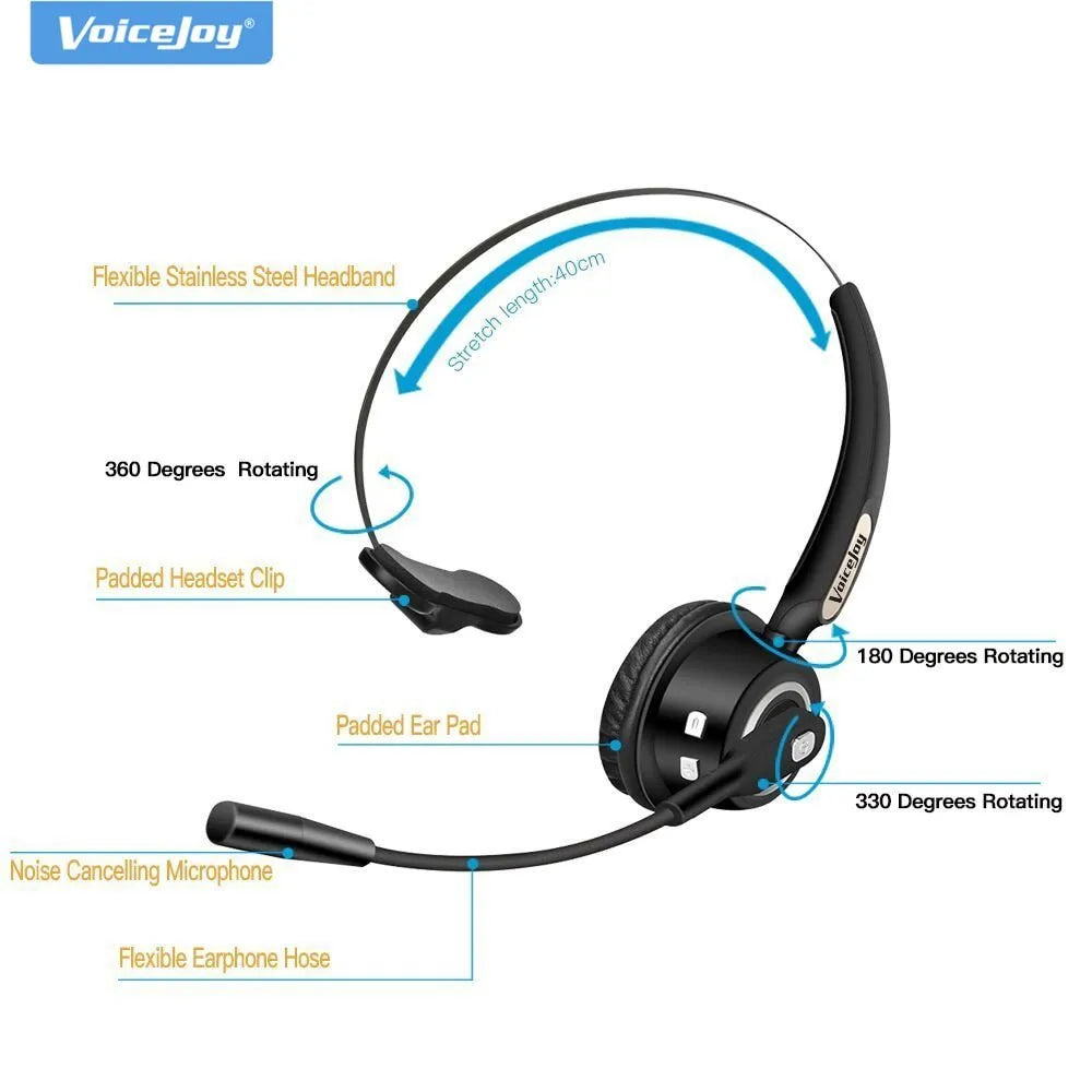 Truck driver Bluetooth headset with microphone showing lightweight design for comfortable extended wear