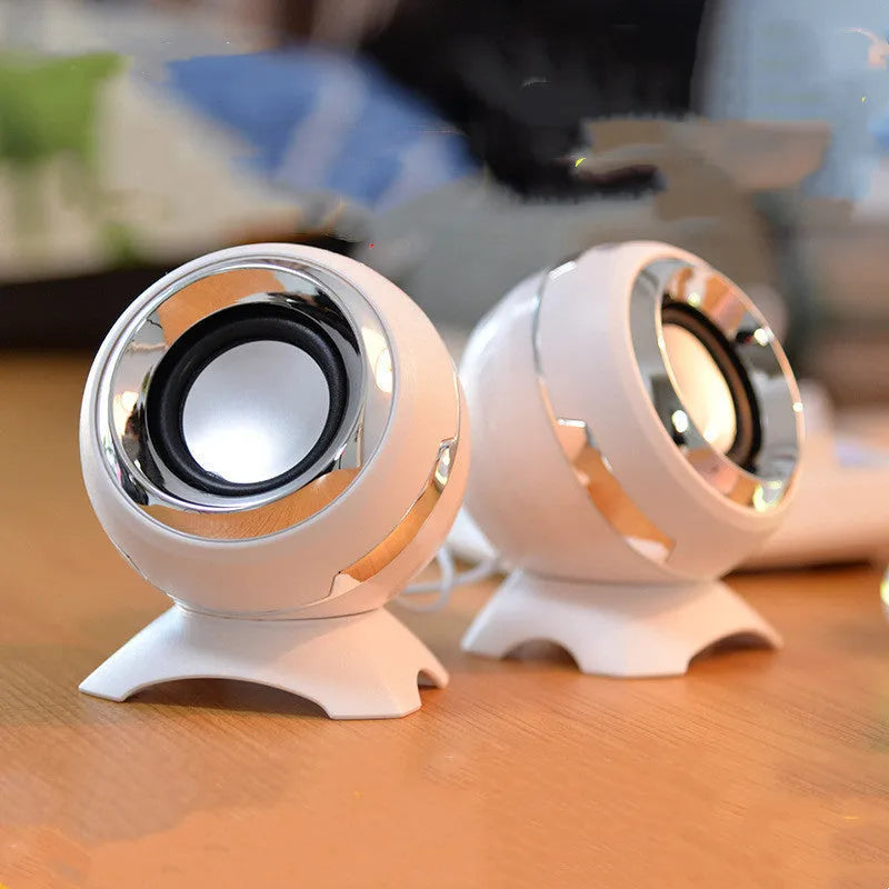 Mini multimedia desktop speakers for computers with USB power in multiple colour options