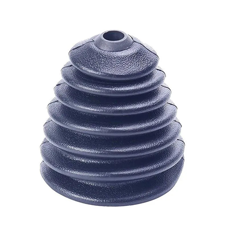 Black rubber electric hammer dust cover on rotary hammer tool head, side view