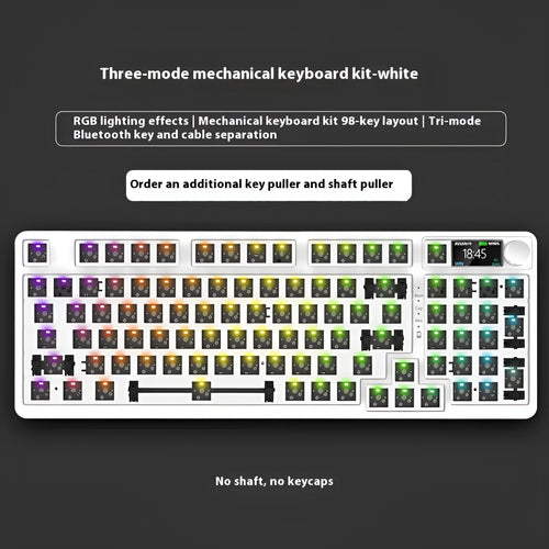 98-key wireless Bluetooth mechanical keyboard kit with metal knob on desk