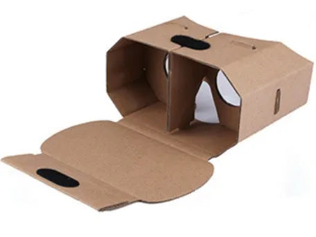 Cardboard virtual reality glasses for smartphones with photo colour design.