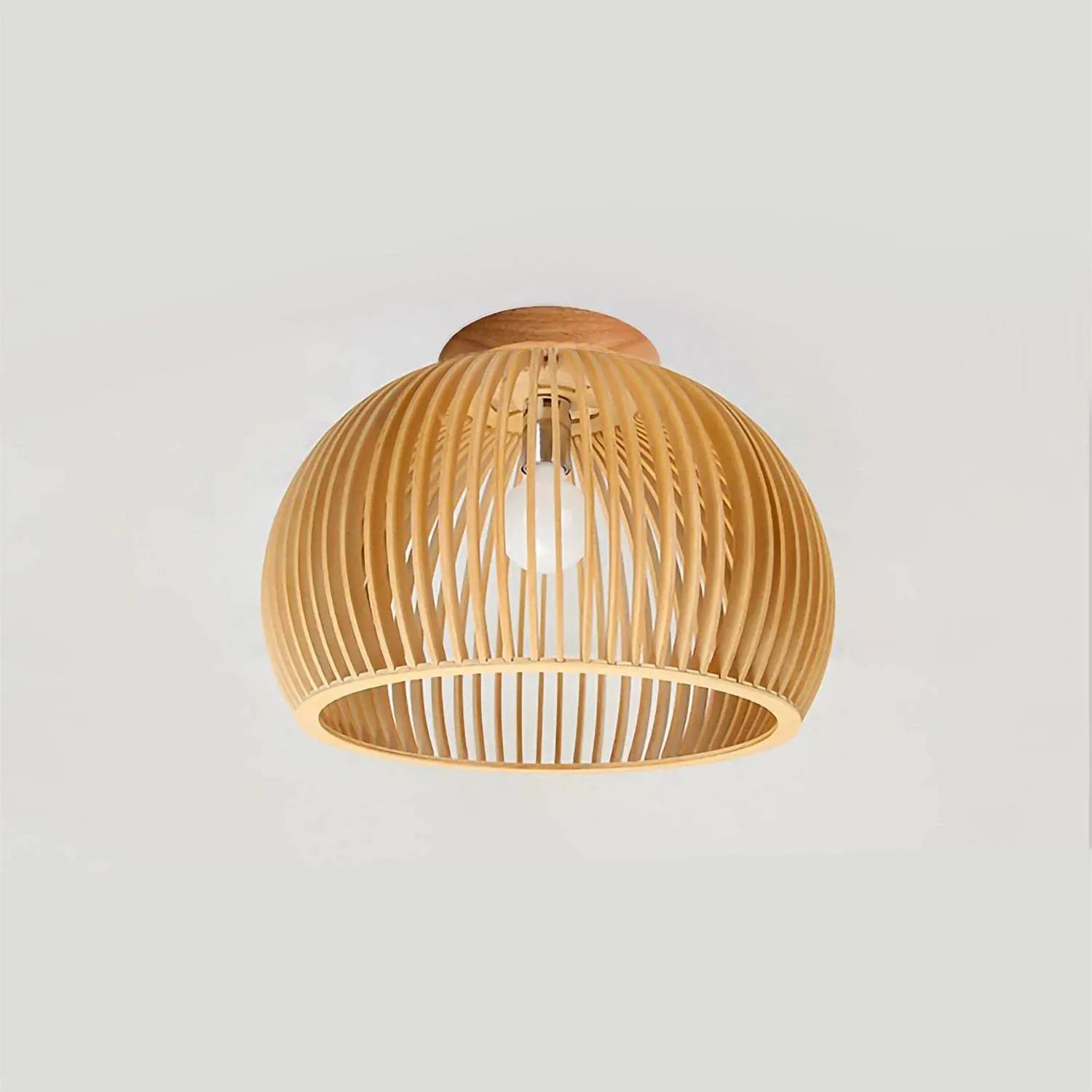 Nordic wooden half-round pumpkin chandelier 33cm diameter with adjustable suspension line