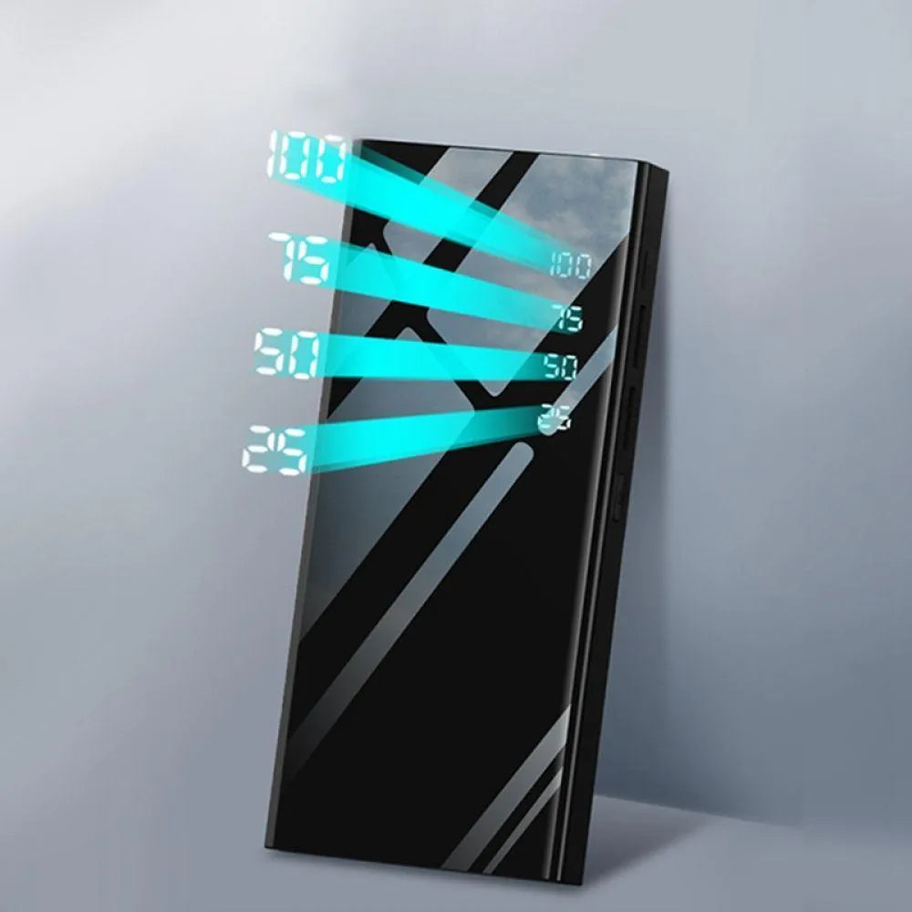 20000mAh portable power bank with LCD display showing battery percentage, black/red/white options