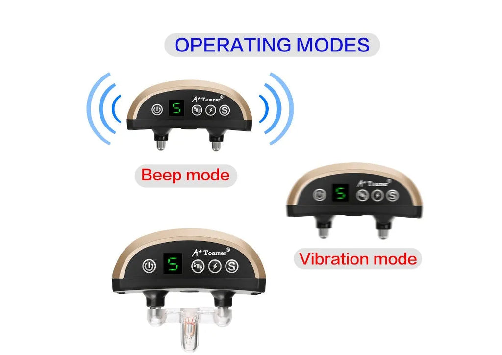 Electronic bark collar with digital display showing correction level on adjustable nylon strap