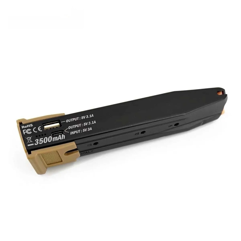 Tactical power bank 3500mAh 18.5W PD3.0 with wind clip and decorative bullets, 160x50x5mm plastic shell