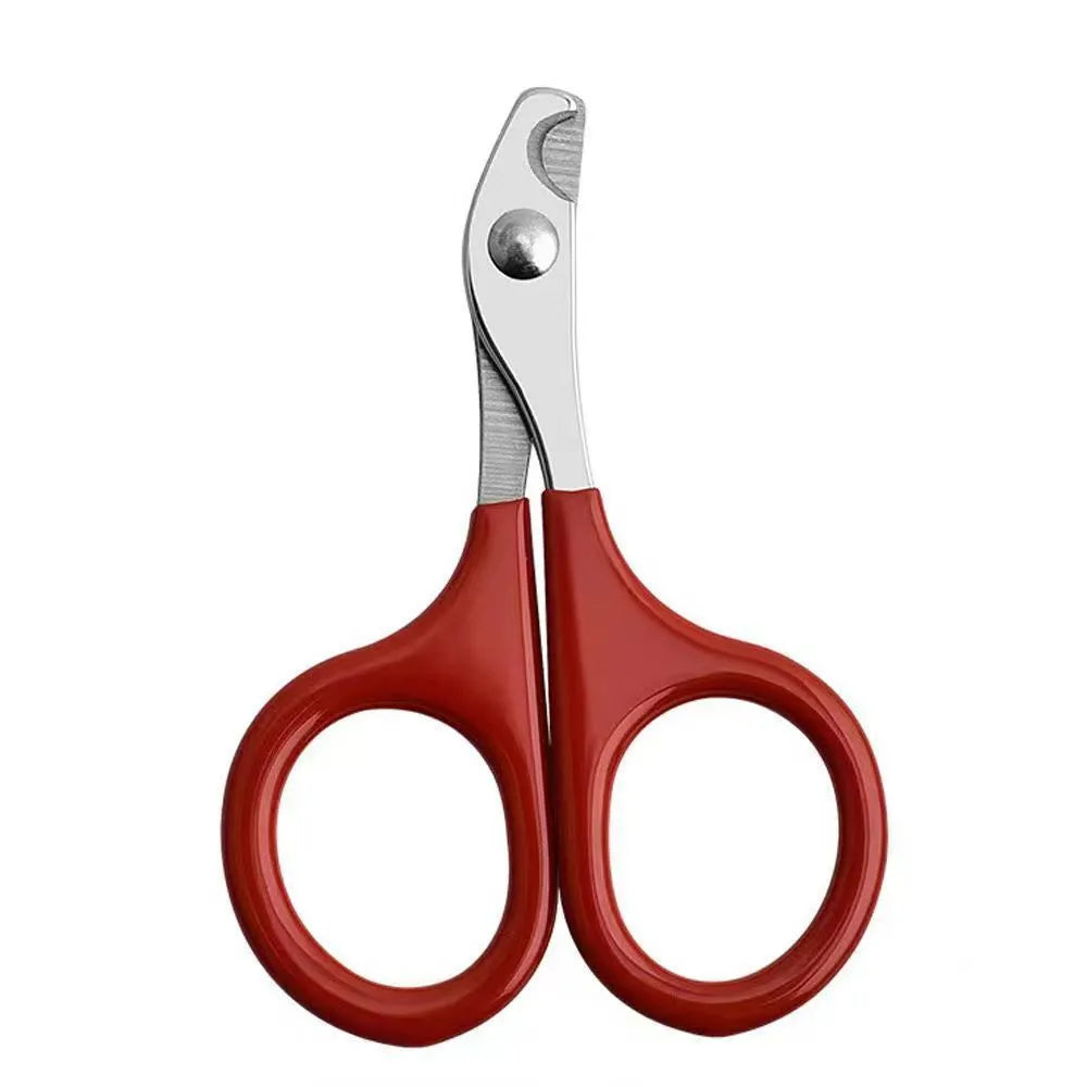 Pet nail clippers with stainless steel blades and coloured plastic rubber handle for dog cat grooming