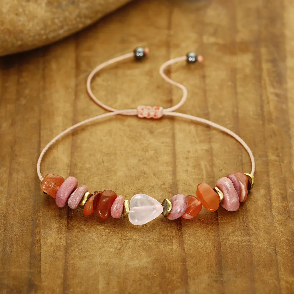 Handmade geometric beaded stone bracelet for women in a fashion OL style on a wrist.