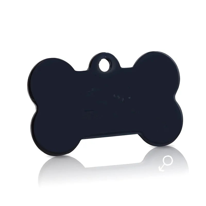 Personalised stainless steel pet ID tag with free engraving in black, gold, rose gold, or silver for dog and cat collars