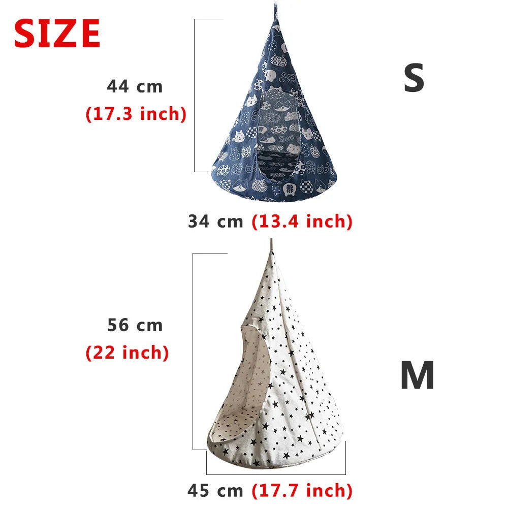 Cloth hanging cat bed nest in cotton print, S size 35x35x45cm for small pets