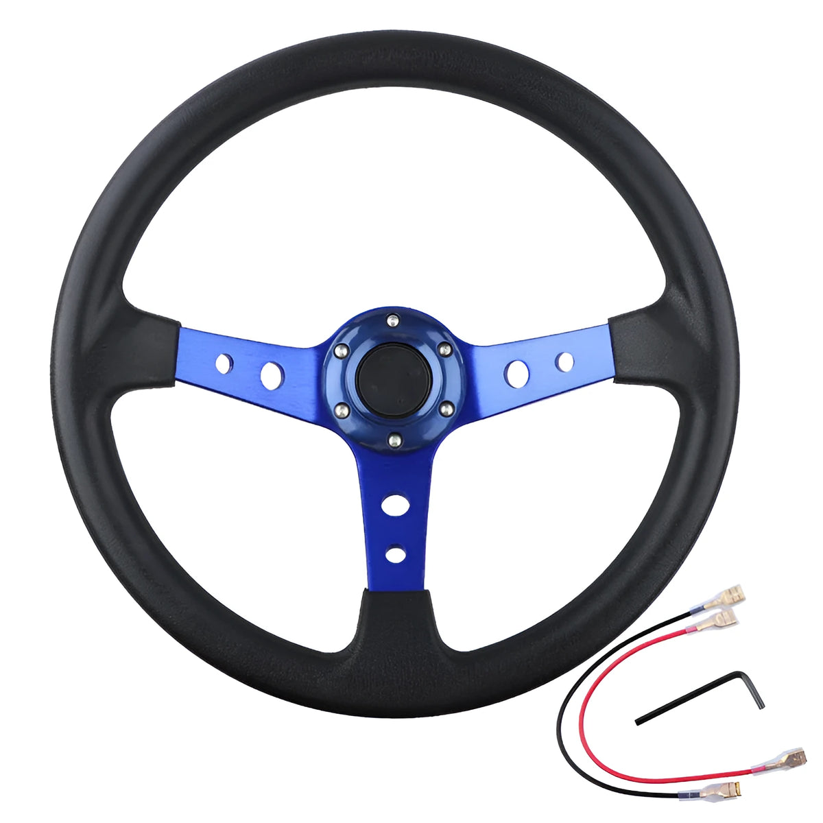 Car modified general PU steering wheel in black, 70mm hole spacing, 35.2x35x10.5cm