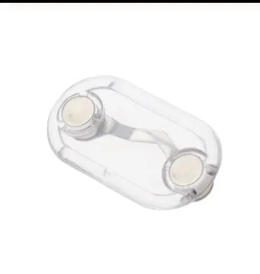 Magnetic glasses holder in black for travel storage of sunglasses on a metal surface