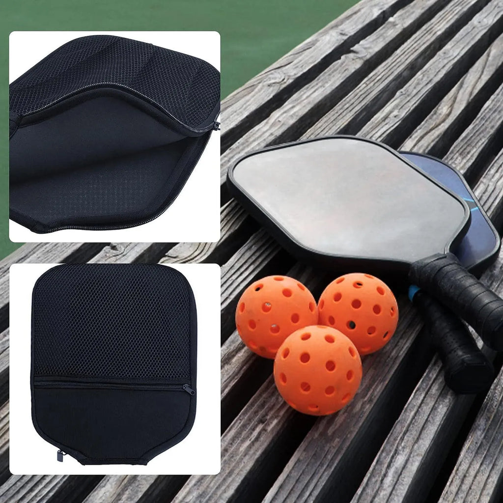 Black Lu Ding rubber badminton racket bag set with lanyard net pocket and pick ball bag on grass
