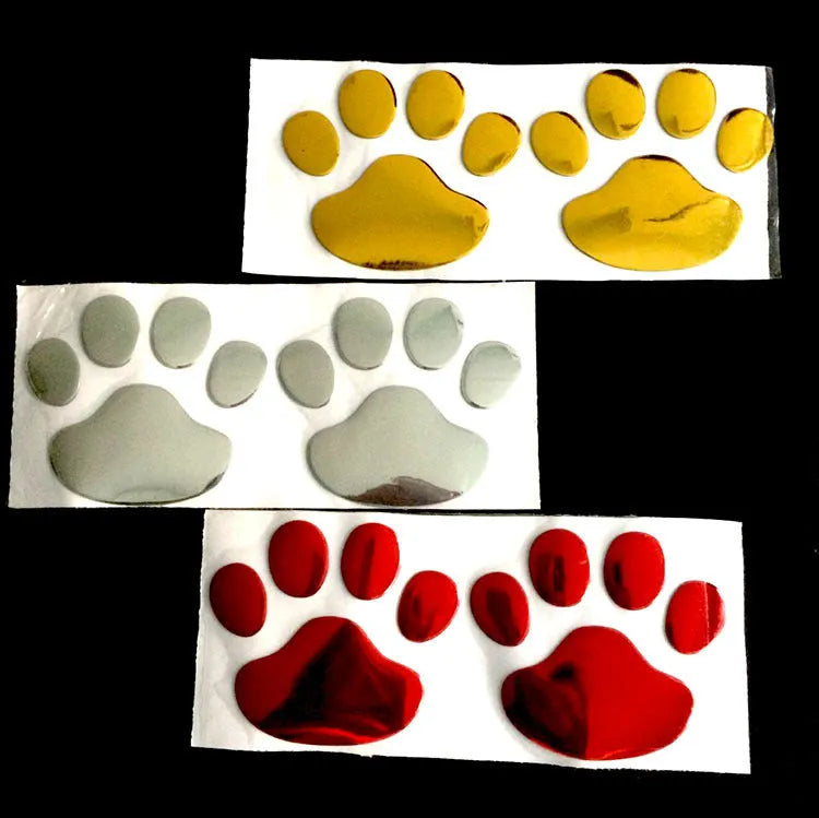 PVC footprint 3D body decoration sticker with chrome finish, 60x60mm foot size, in Silver, Gold, Red, or Black.