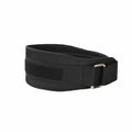 Fitness ventilation waist protection belt in black with steel ring support, EVA and nylon construction