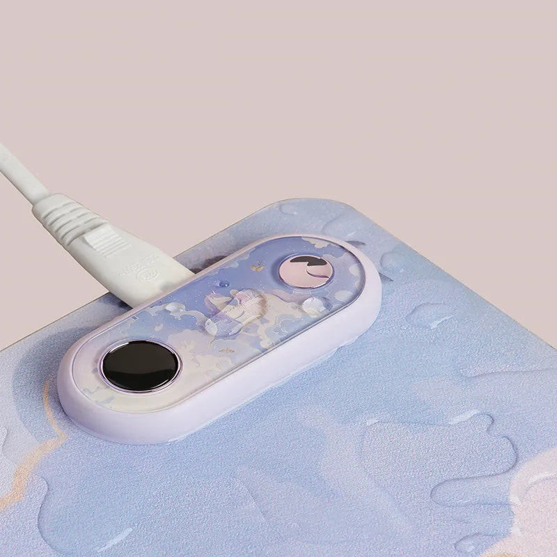Electric desktop heating pad hand warmer with high grade PVC leather surface in idyllic style