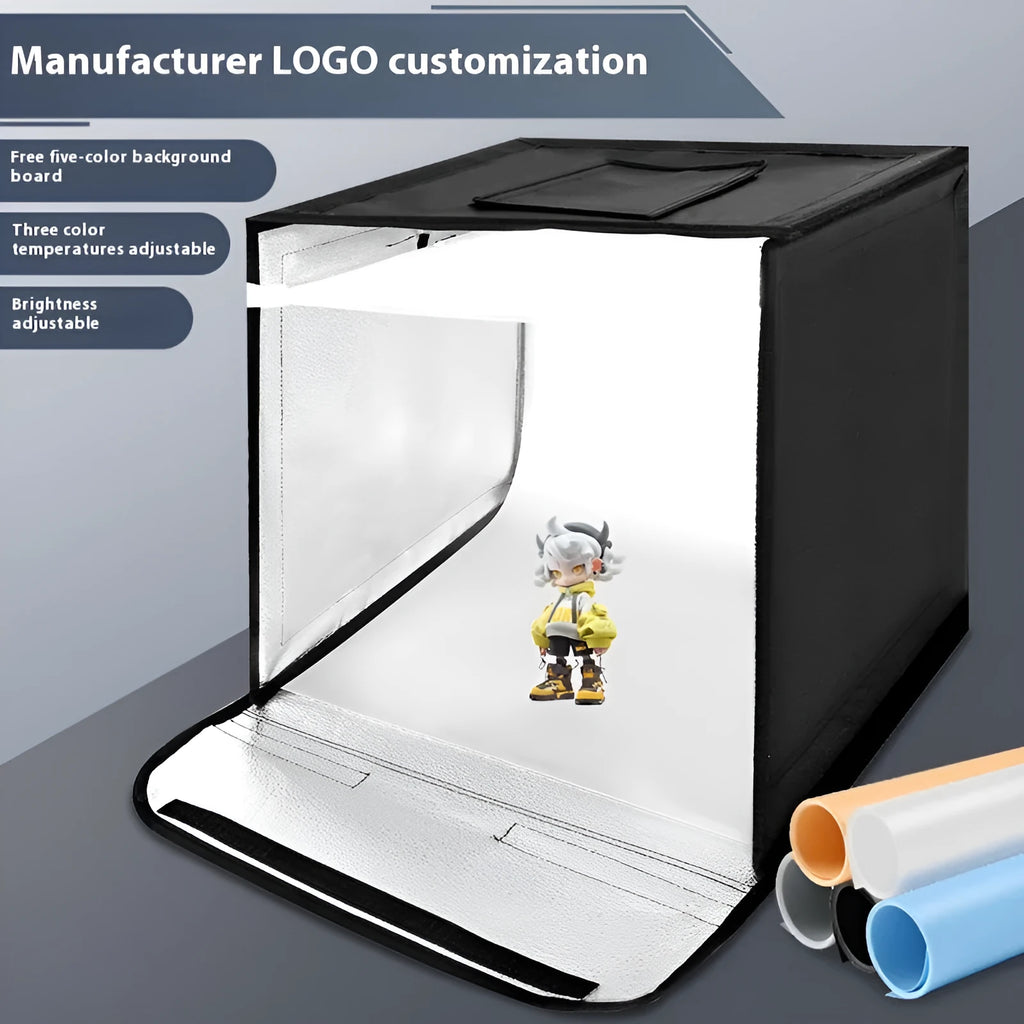 50cm folding photo light box with metal frame and integrated USB lighting for product photography