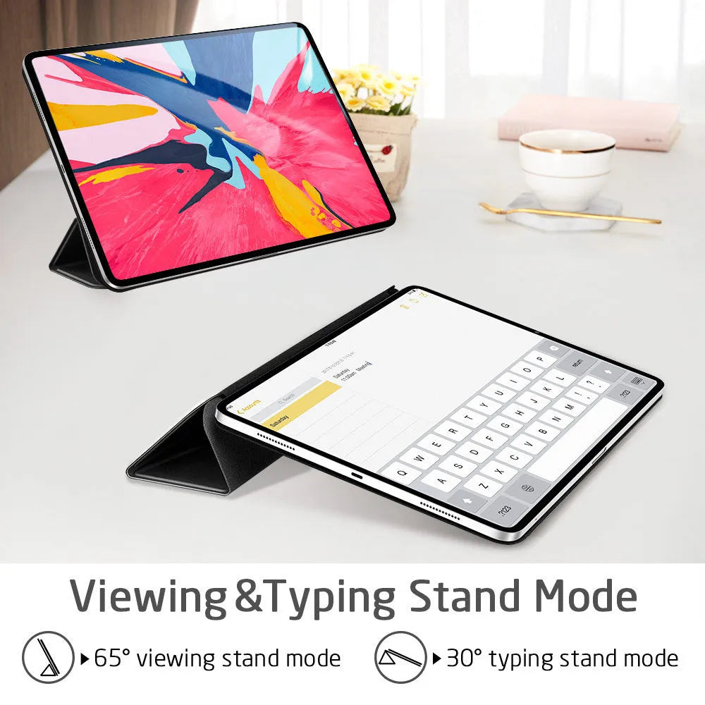 Magnetic smart case for iPad Pro 11-inch 2018 in black with trifold stand and open side for Apple Pencil