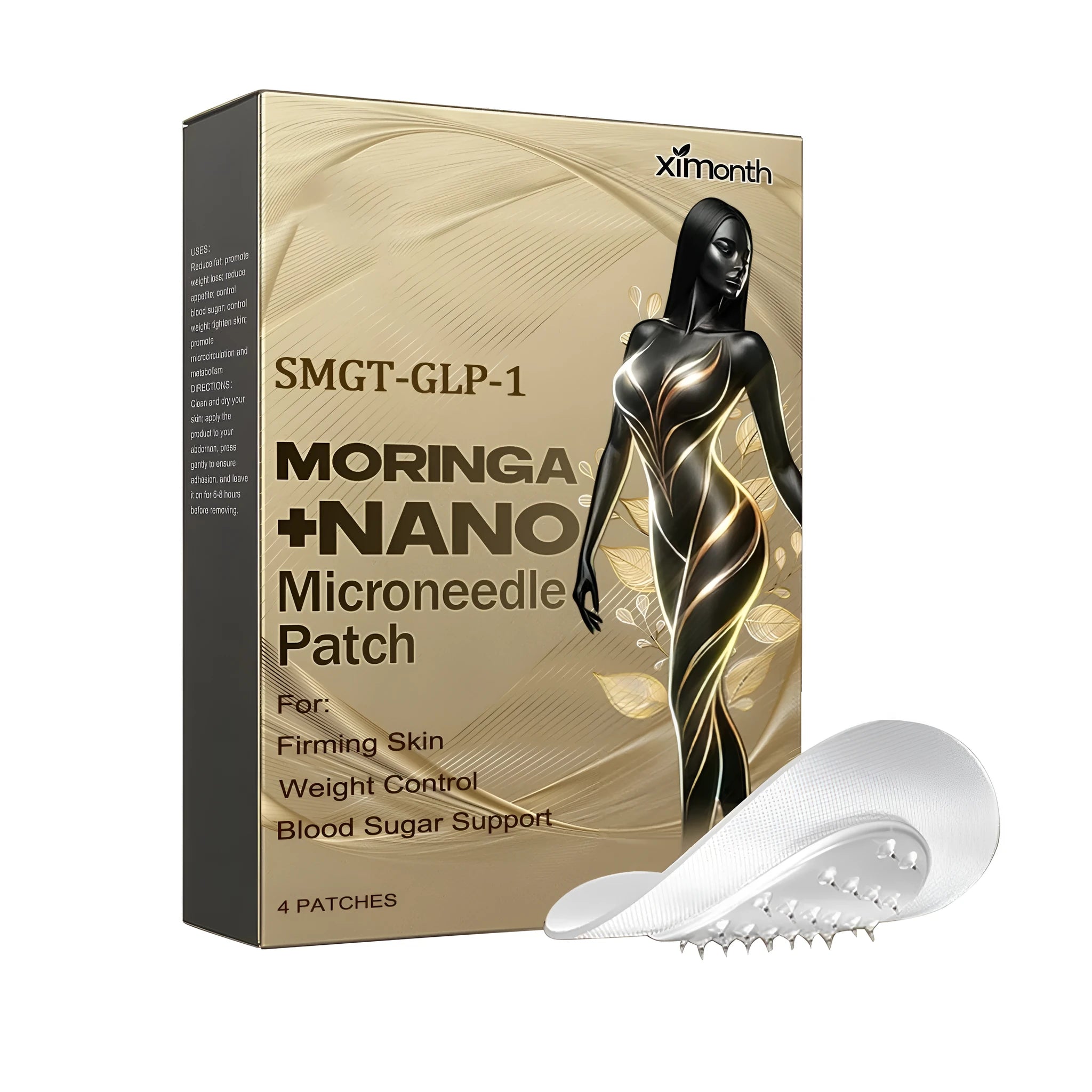 Four nano microneedle patches for facial skincare with acetyl hexapeptide-8 and moringa seed ingredients