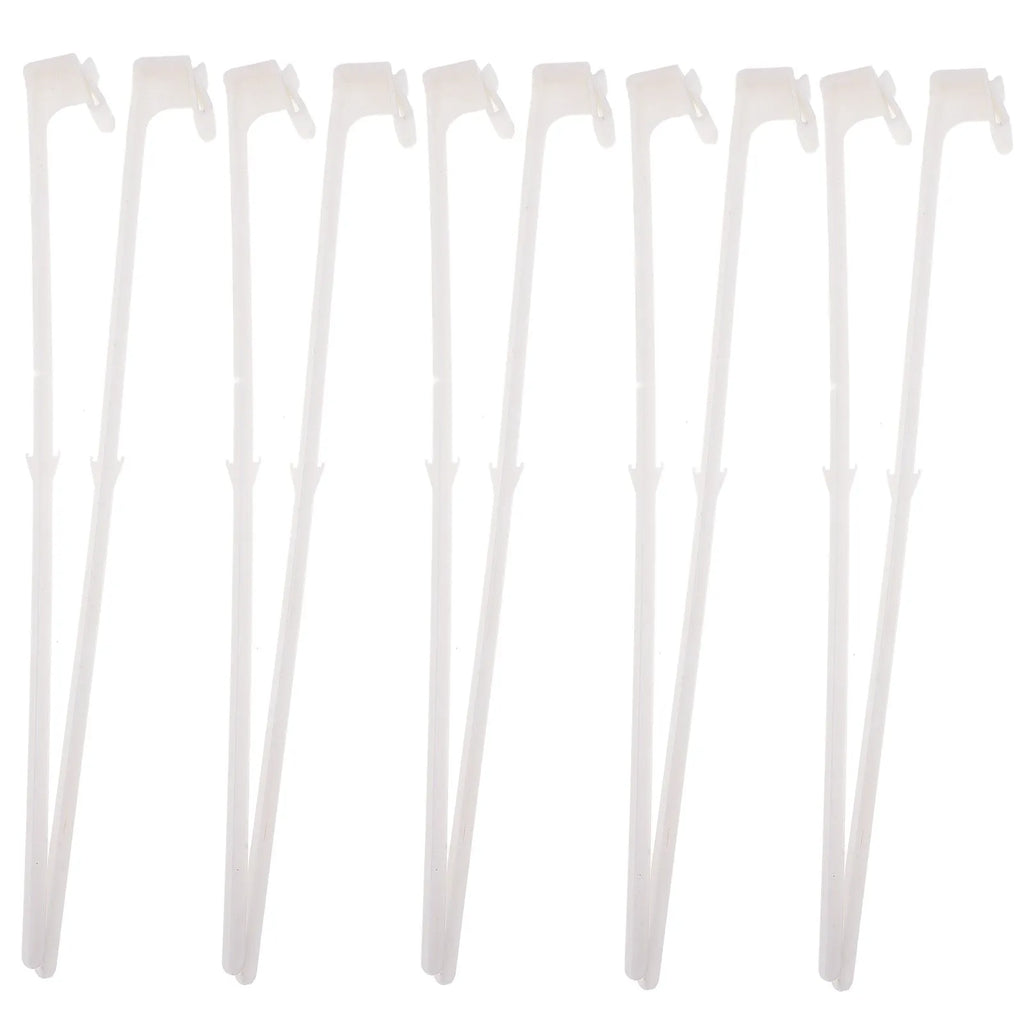White PP plastic car window flag pole holder bracket clip set of 10 pieces