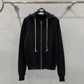 Men's black zip-up hooded cotton sweatshirt, loose fit, long sleeve, sizes S to XL
