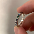Women's adjustable zinc alloy ring with colourful round zircon stones in retro silver finish