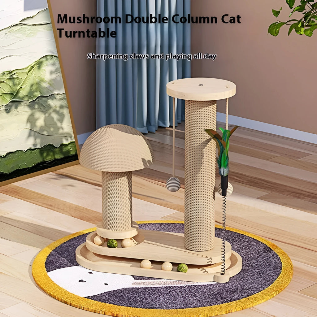Solid wood cat scratching post with turntable in various colour and style options