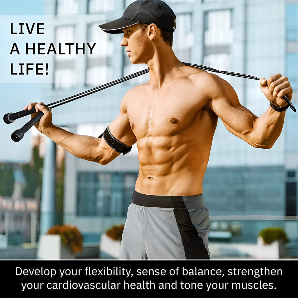Black PVC skipping rope with PP handles 2.8 metres for children and adult fitness